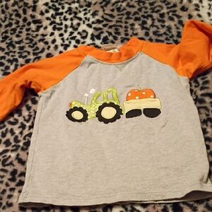 Kids Tractor Graphic Shirt - Orange and Gray